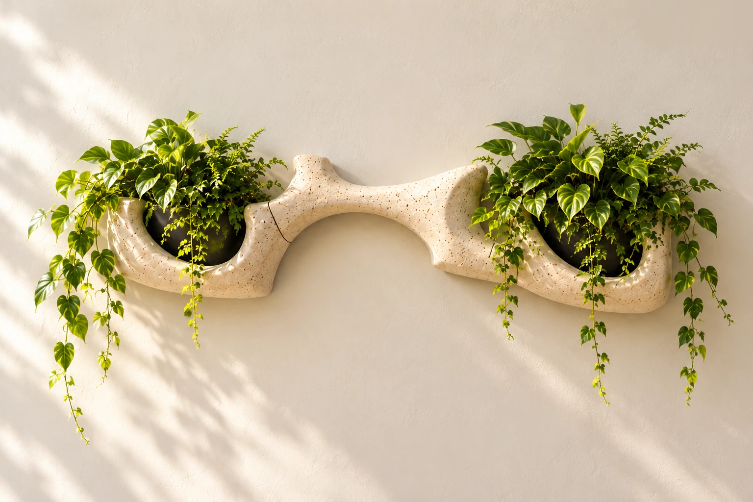 Two planted Surface wall pockets joined by a dry sculptural arch